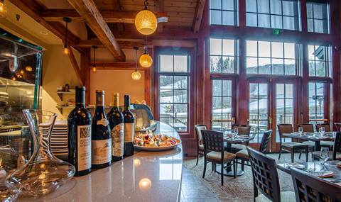 Stratton Black Pass elevation club with fine wine and stunning view of Stratton Mountain Resort