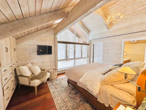 74 North Brookwood Rd Private Home Rental bedroom with high ceilings and oversized windows