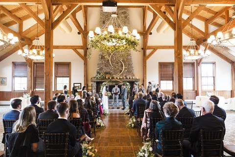 Timber Hall at the Stratton Mountain Club wedding ceremony