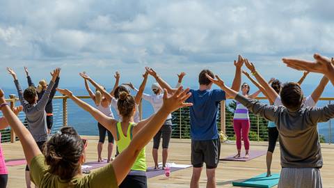 Wellness retreat yoga at the summit